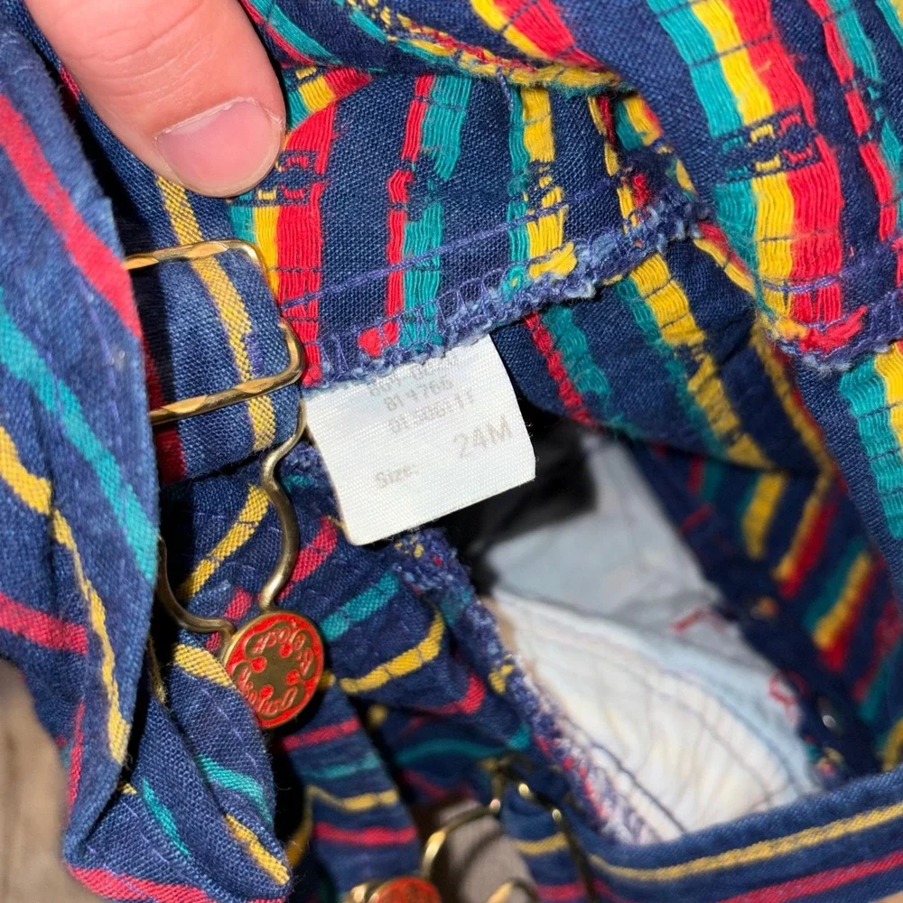 OshKosh Bgosh Vintage Corduroy Overalls 24M Navy Blue Car Traffic Light Print